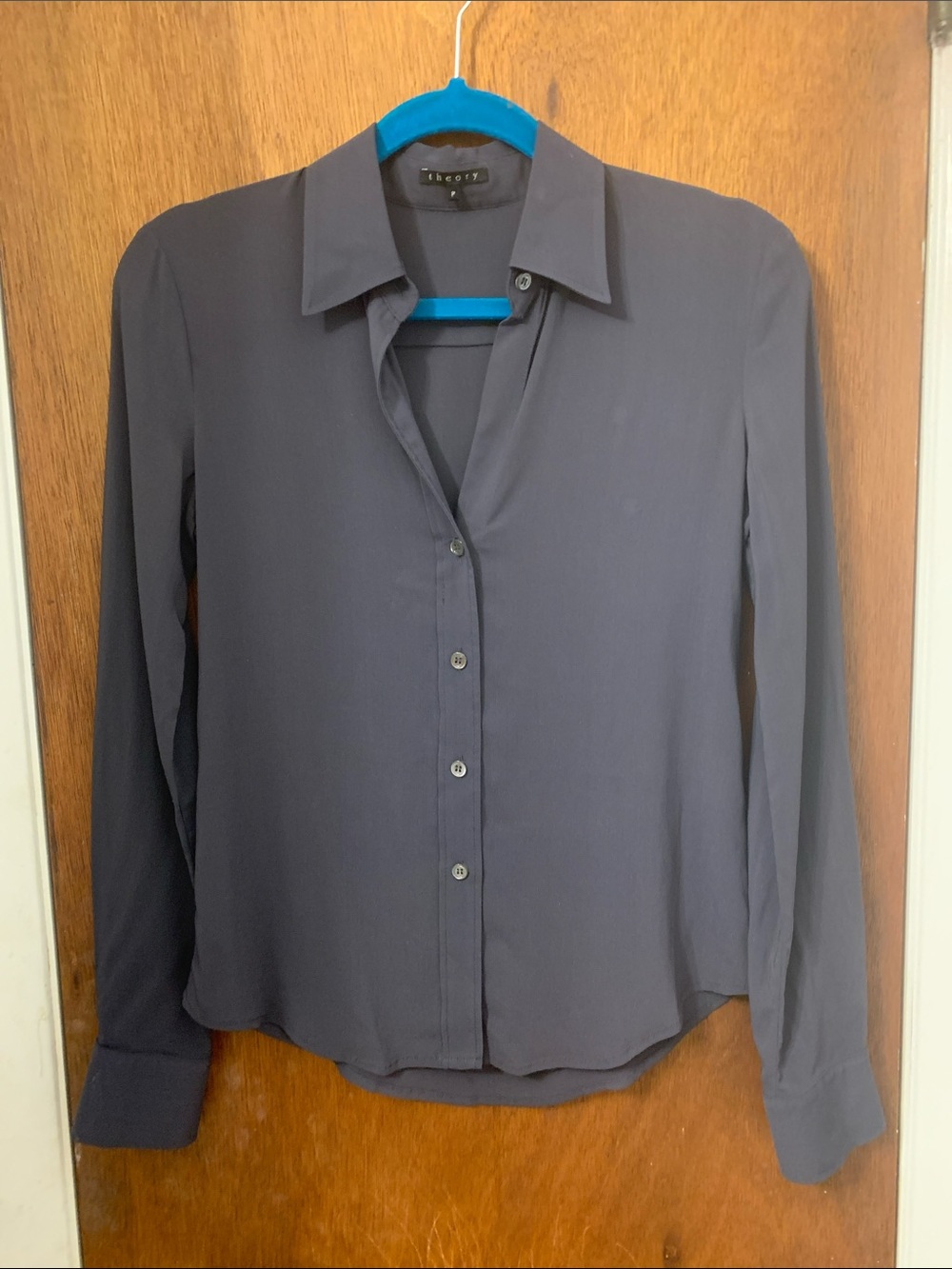 Theory Black Long-Sleeve Button-Down Shirt